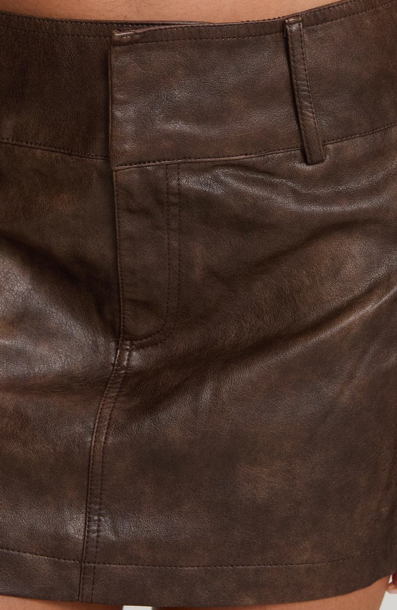 Princess Polly Domenic Washed Faux Leather Cargo Miniskirt, Alternate, color, Washed Brown