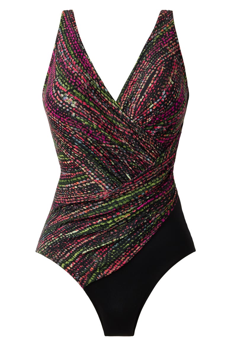 Light Show Oceanus One-Piece Swimsuit, Alternate, color, BLACK/ MULTI