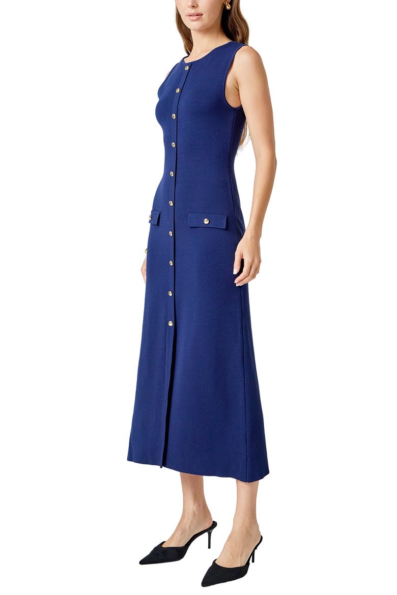 Sleeveless Knit Midi Dress, Alternate, color, NAVY
