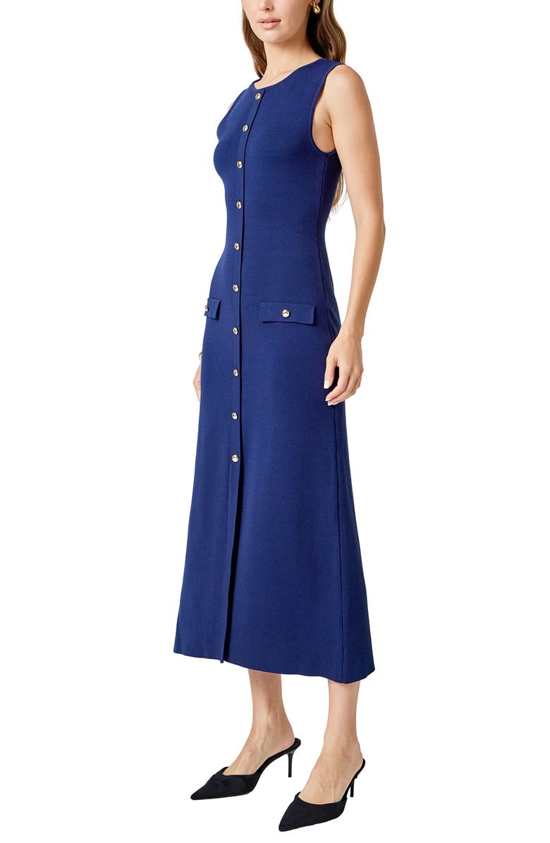 Endless Rose Sleeveless Knit Midi Dress, Alternate, color, Navy