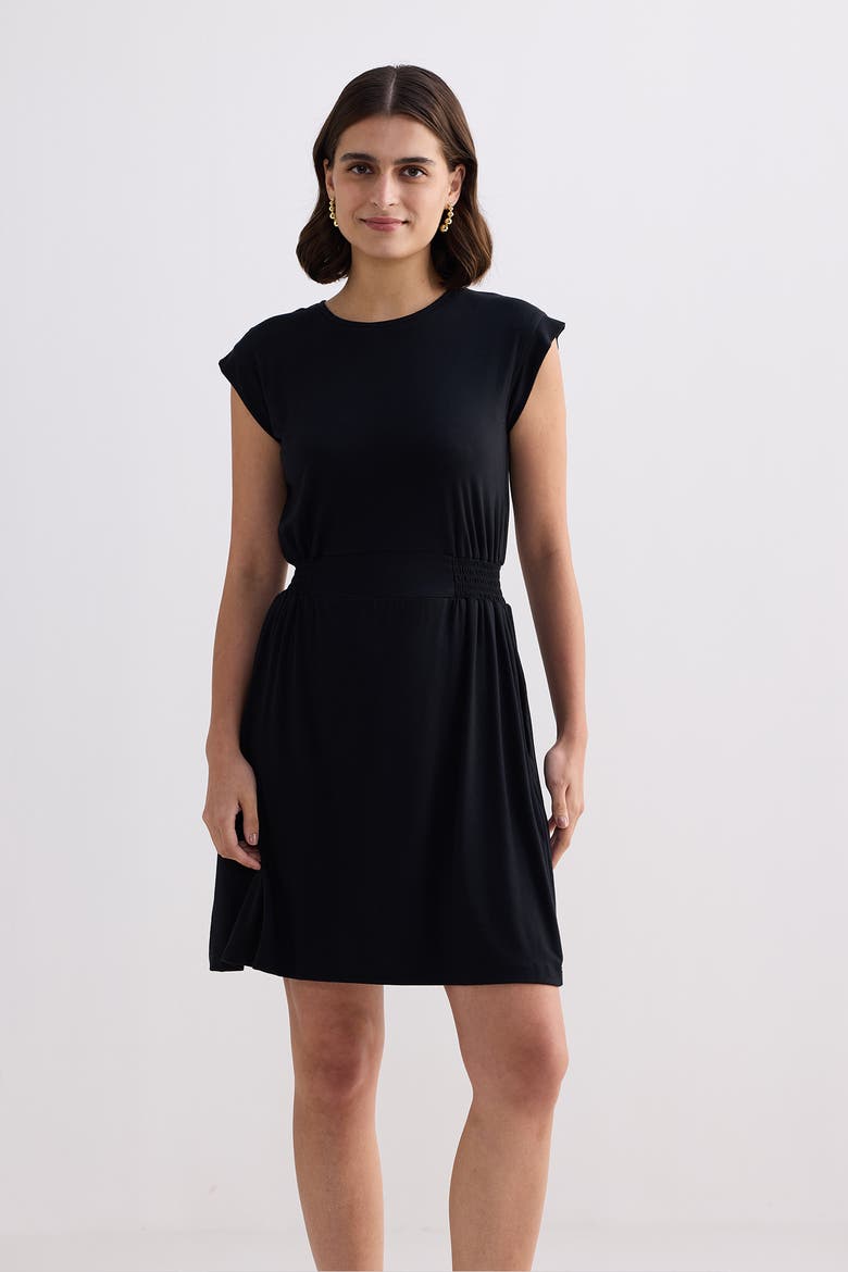 Short Dress With Smocking Side Detail, Alternate, color, Black