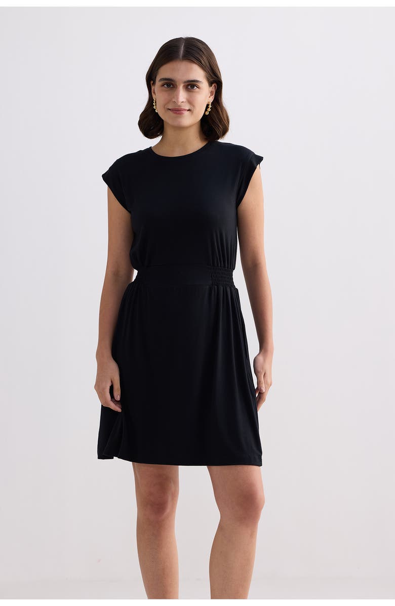 Reistor Short Dress With Smocking Side Detail, Alternate, color, Black