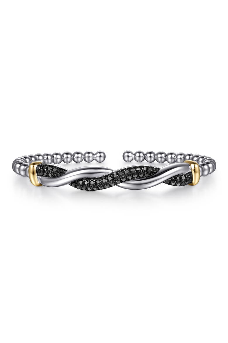 Bujukan Sterling Silver & 14k Gold Black Spinel Bangle, Main, color, STERLING / 14K/ BLACK