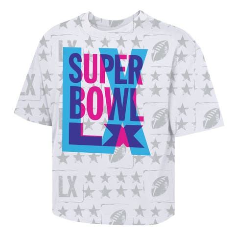 Girls Youth Outerstuff White Super Bowl Merchandise Superbowl LX Sunday Funday Boxy T-Shirt