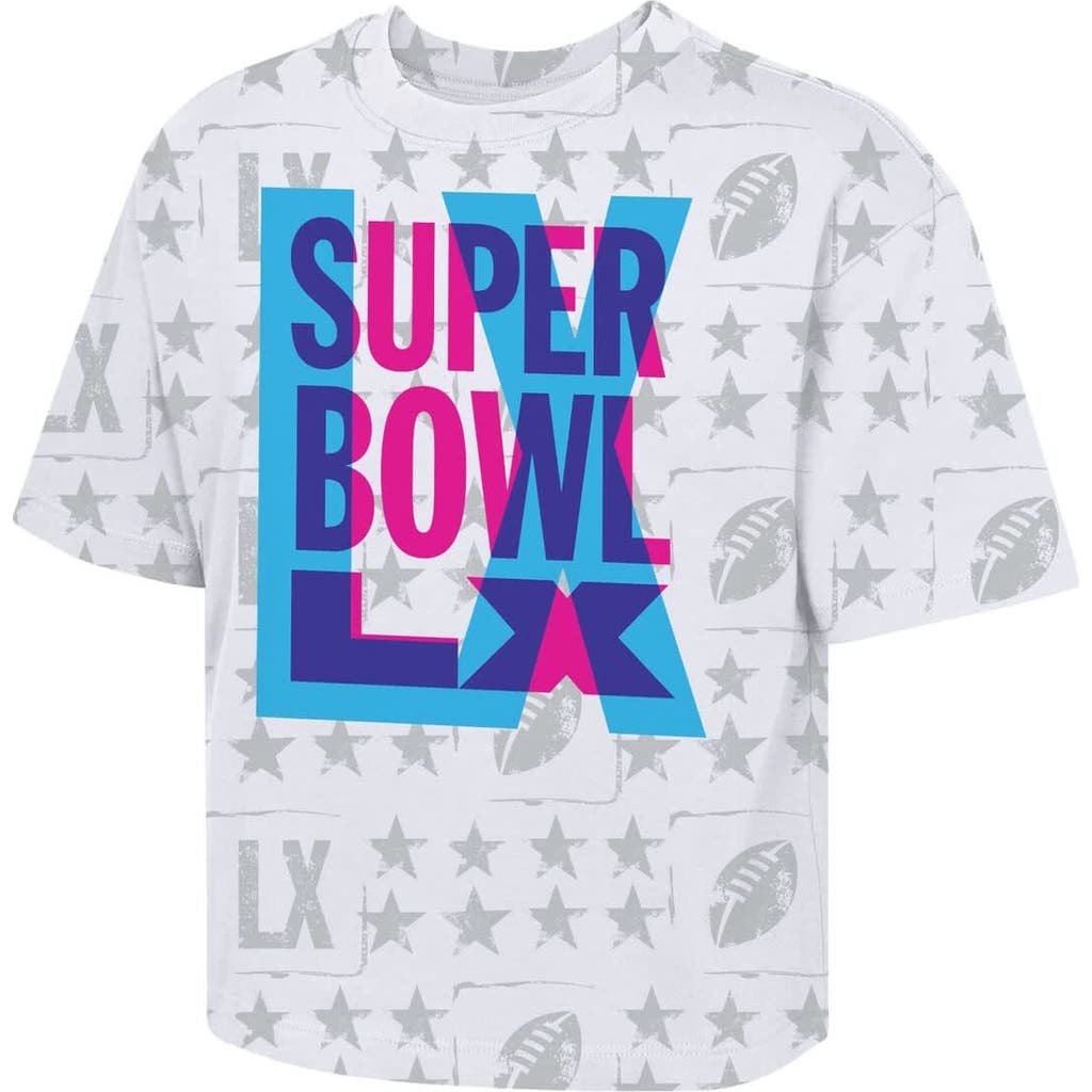 Outerstuff Kids' Girls Youth White Super Bowl Merchandise Superbowl Lx Sunday Funday Boxy T-shirt In Multi