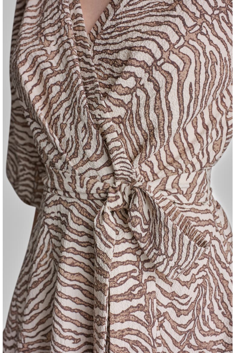 Balloon Sleeve Gauze Faux Wrap Dress, Alternate, color, ALABASTER