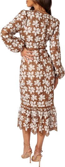 Pierre Floral Long Sleeve Lace Midi Dress