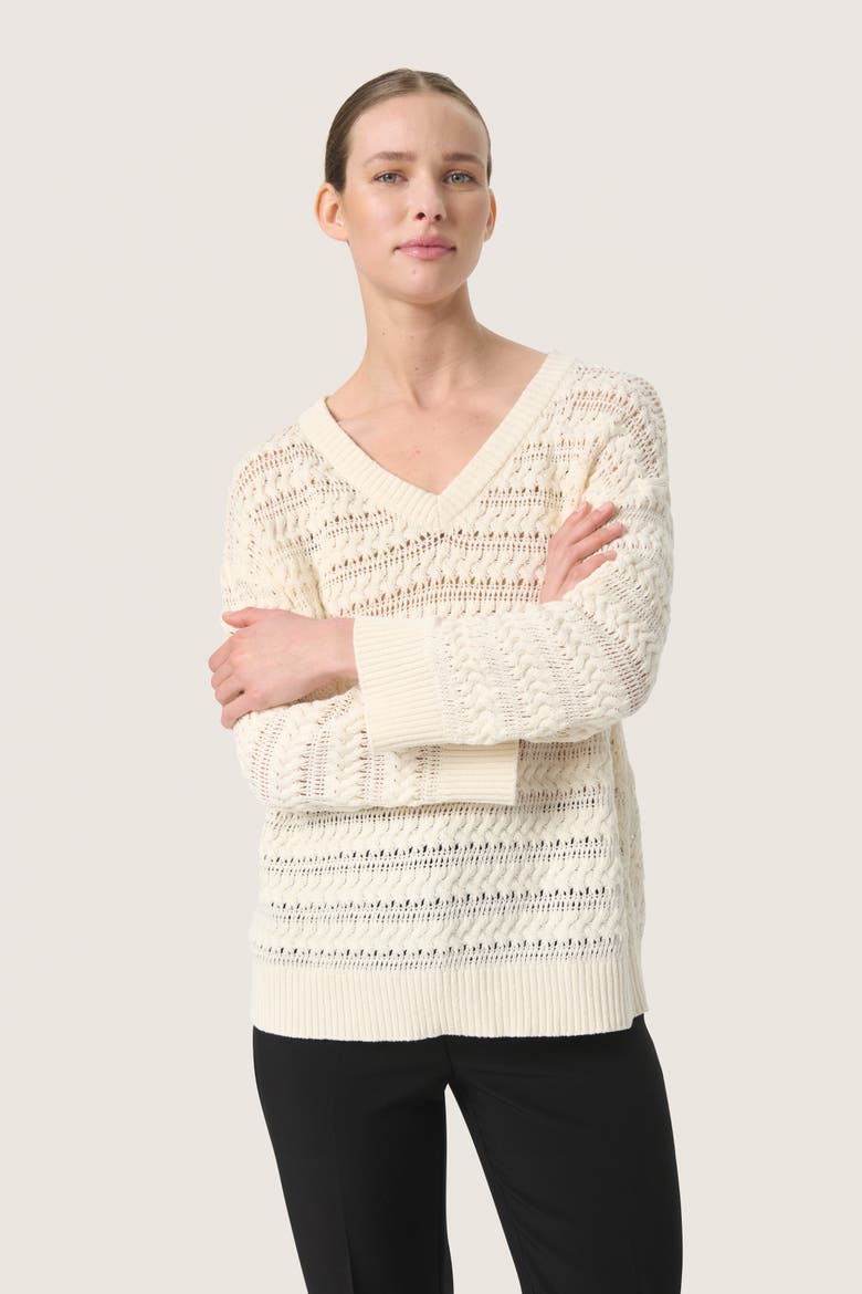 SLSkylah V-neck 3/4 Sleeve Pullover, Main, color, Whisper White
