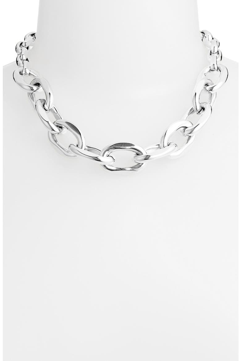 Chunky Link Collar Necklace, Main, color, SILVER