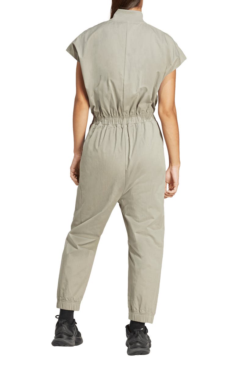 adidas Zip-Up Cotton Twill Jumpsuit, Alternate, color,