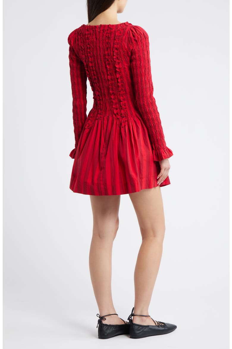 Raphaela Ruffle Long Sleeve Organic Cotton Minidress, Alternate, color, RED
