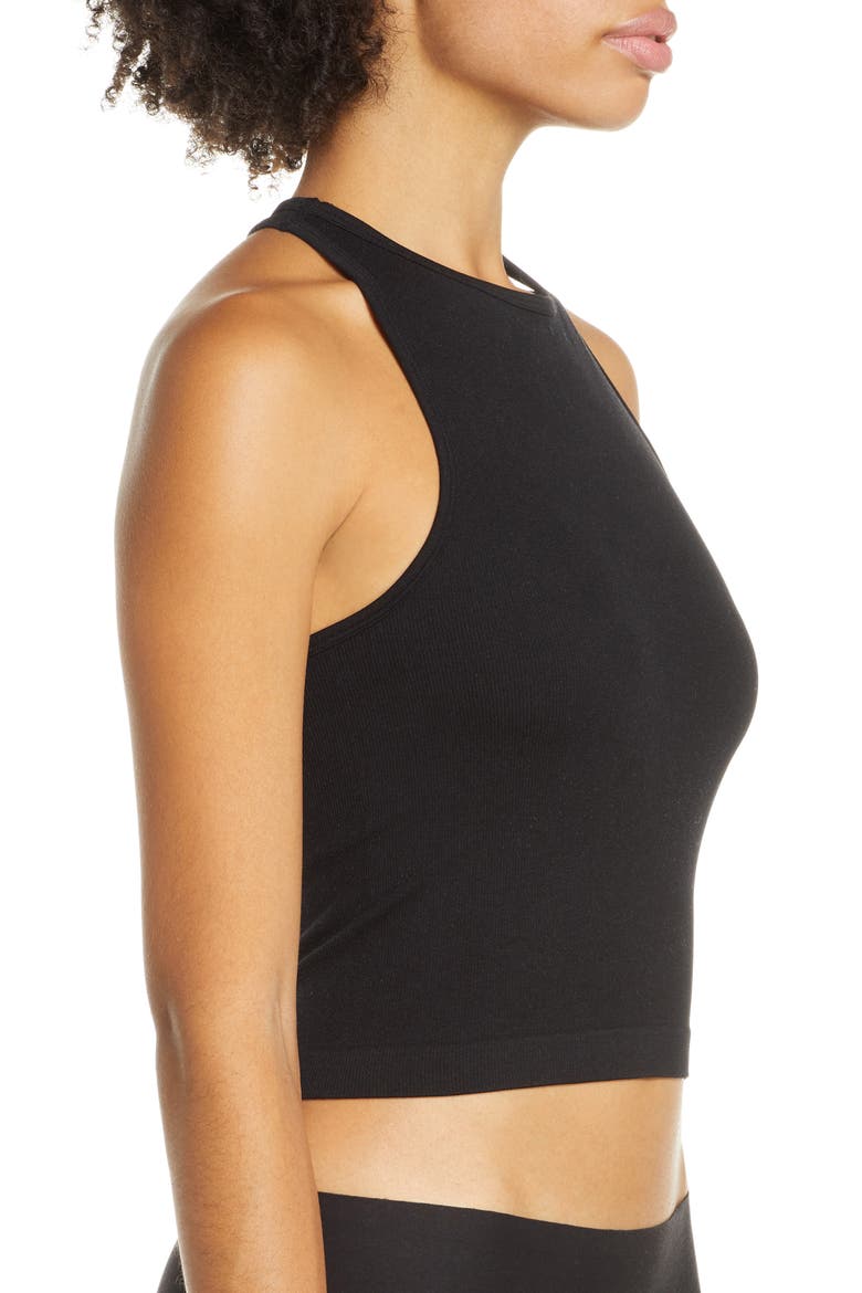 Hayley Racerback Brami Crop Top, Alternate, color, BLACK