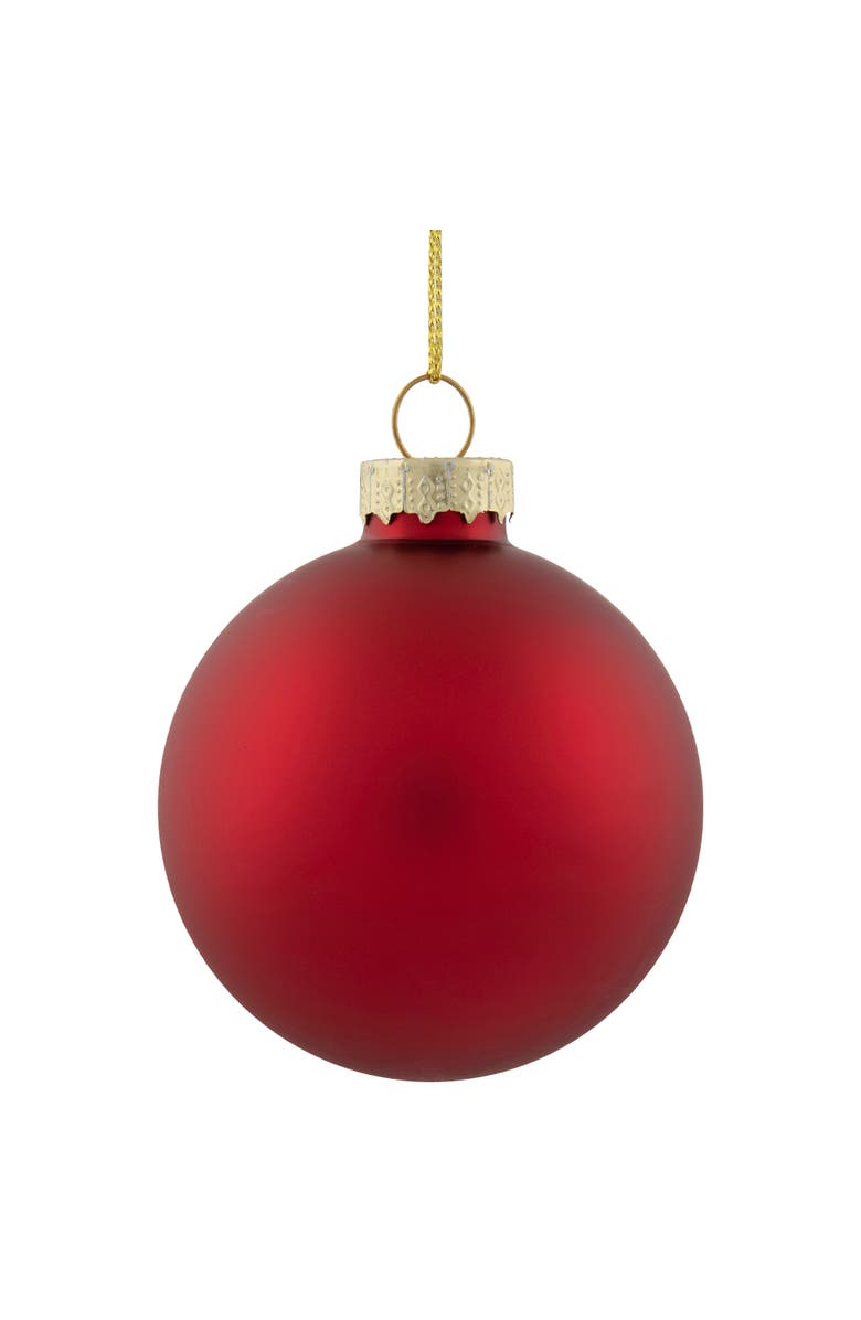 Northlight 2-Finish Glass Ball Christmas Ornaments - 2.5" (60mm) - Apple Red - 9ct, Alternate, color, 
