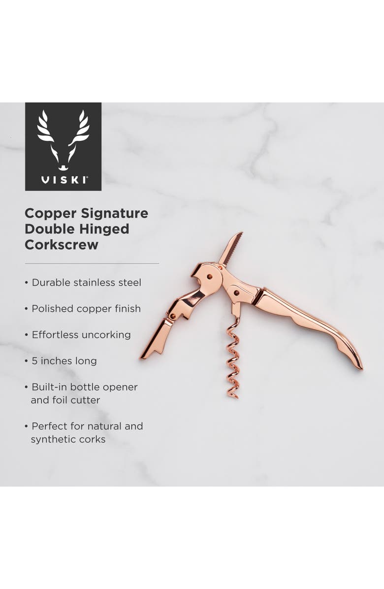 Viski Signature Double Hinged Corkscrew, Alternate, color, Summit