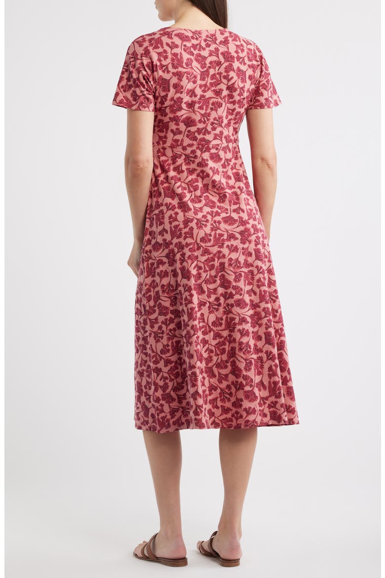 Mirva Floral Stretch Organic Cotton Jersey Midi Dress, Alternate, color, INKY COWSLIP ROSE
