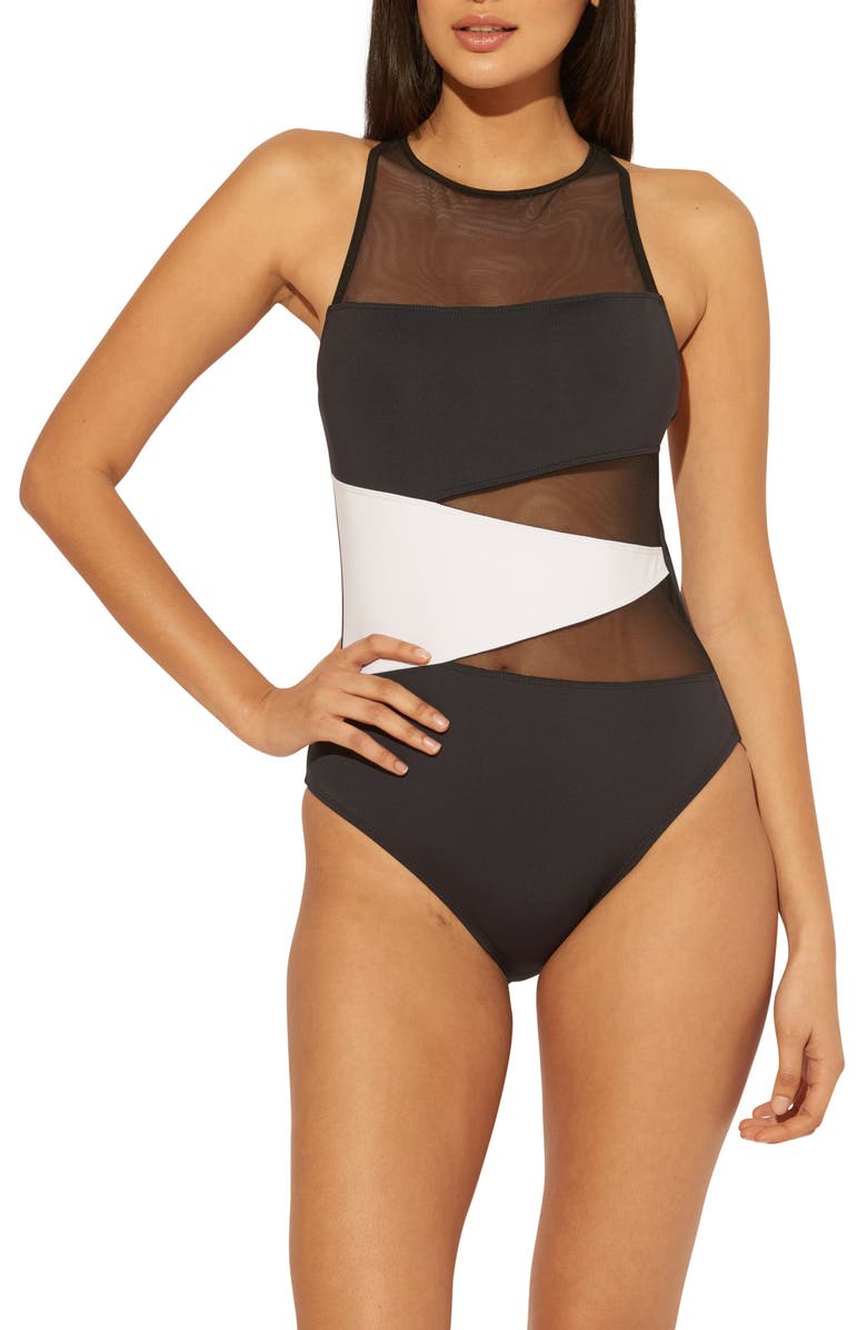 BLEU by Rod Beattie Don't Mesh With Me Cross Back One-Piece Swimsuit, Main, color, 