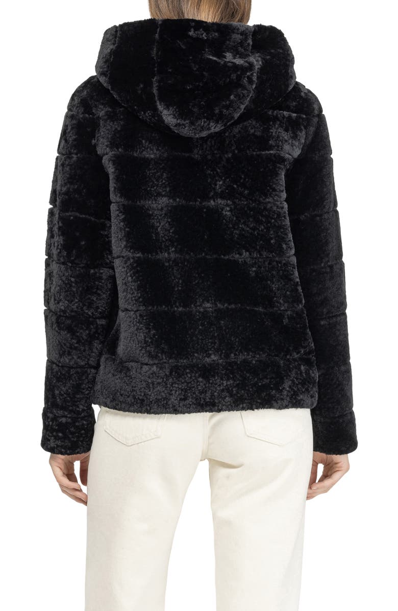 GORSKI Horizontal Genuine Shearling Zip Jacket with Hood, Alternate, color, Black