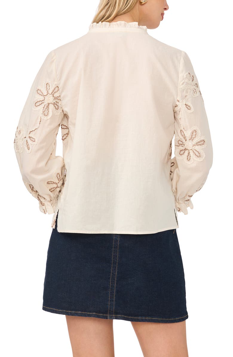 Vince Camuto Embroidered Tassel Tie Top, Alternate, color, New Ivory