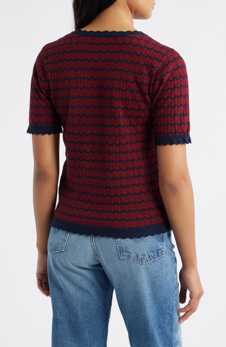 Wit & Wisdom Stripe Knit Top, Alternate, color, Fired Brick/ Navy