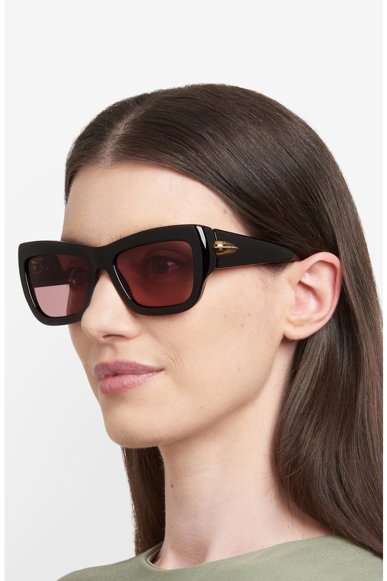 56mm Rectangular Sunglasses, Alternate, color, BLACK/ PINK