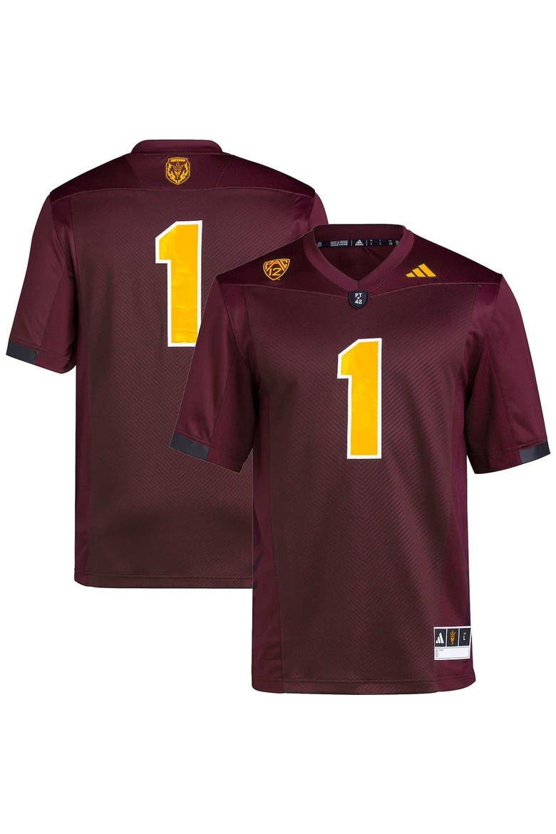 Men's adidas #1 Maroon Arizona State Sun Devils Premier Football Jersey, Alternate, color, Maroon