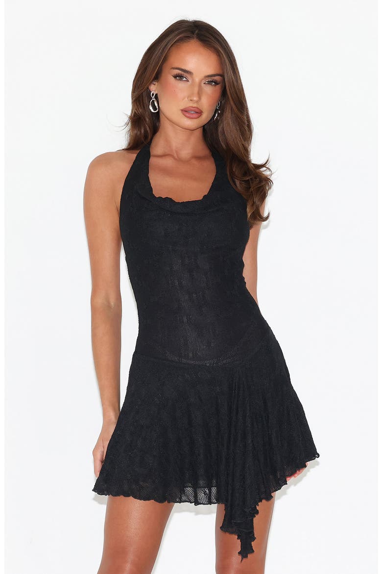 Fiorella Halter Minidress, Alternate, color, BLACK LACE