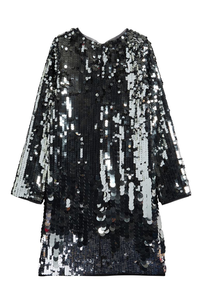 Kids' Paillette Long Sleeve Dress, Alternate, color, SILVER