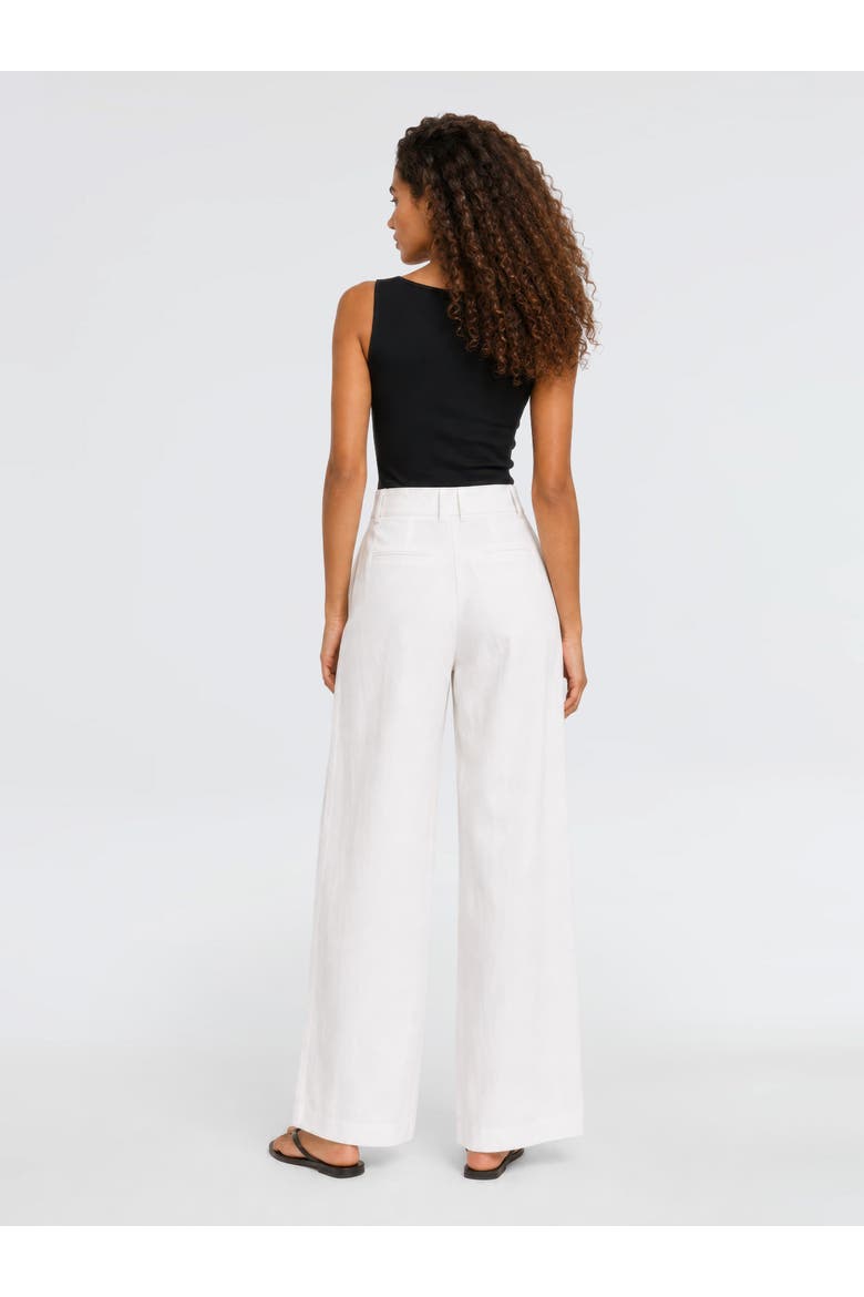 Cyra High-Waist Cotton Linen Blend Cropped Wide-Leg Trousers, Alternate, color, White