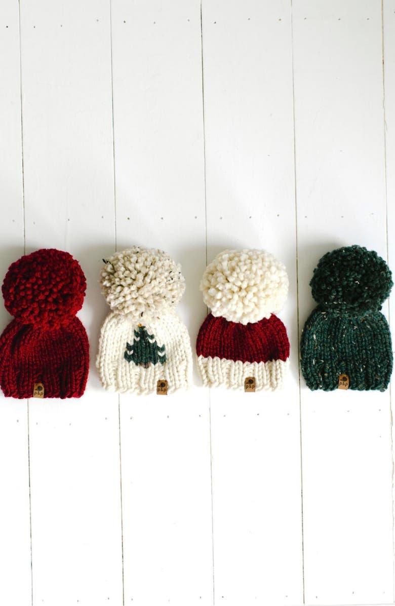 PINE + POPPY Holiday Pompom Hat, Alternate, color, 