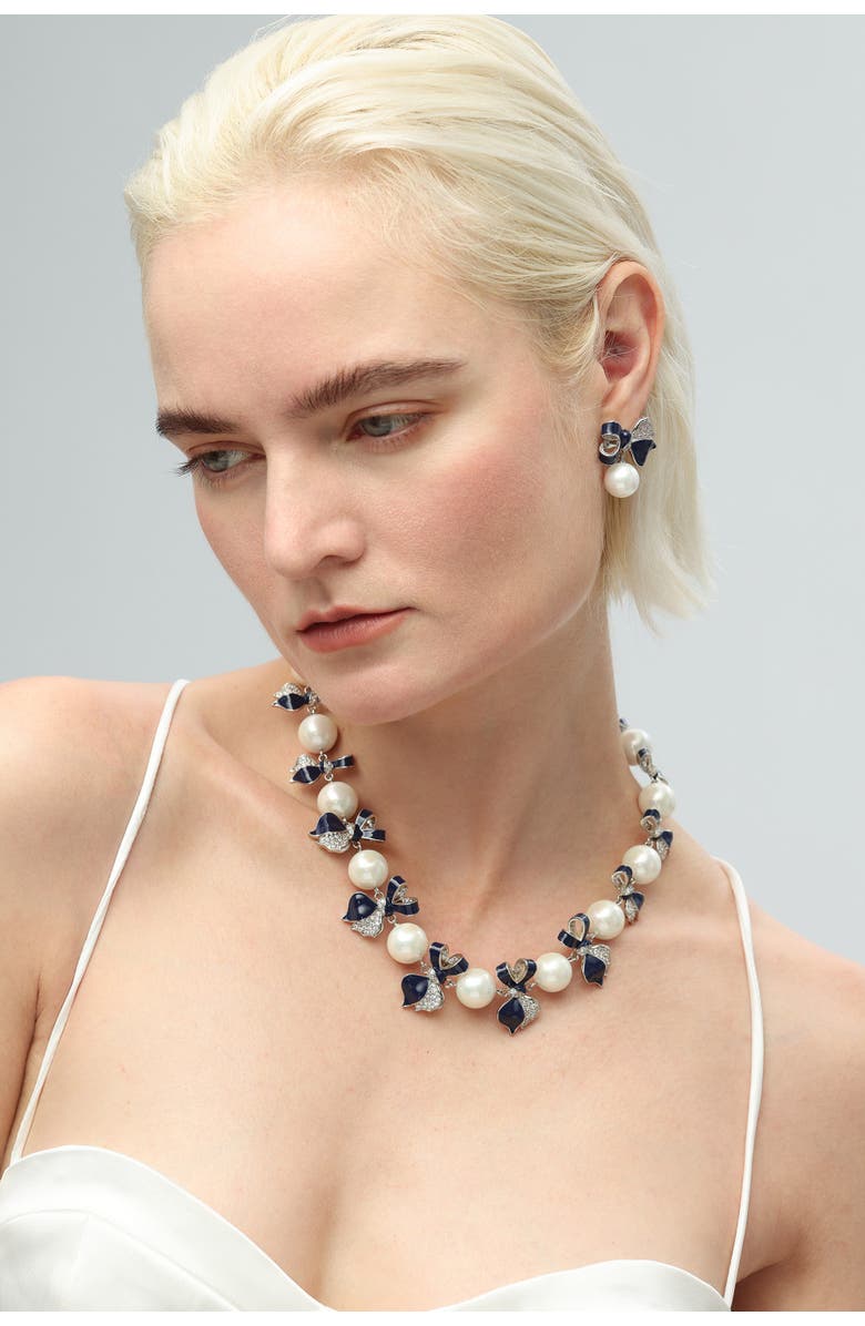 Classicharms Blue Enamel Butterfly Necklace, Alternate, color, Silver