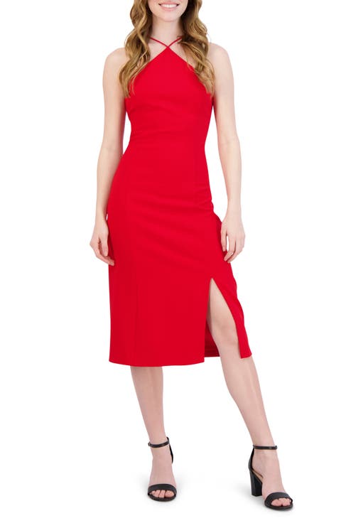 Halter Neck Sheath Midi Dress