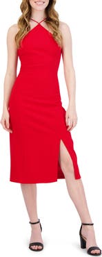 Julia Jordan Halter Neck Sheath Midi Dress