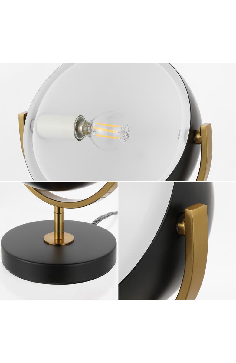 JONATHAN Y Orion Vintage Classic Metal/Acrylic Adjustable Orb LED Floor Spotlight, Alternate, color, Black/Brass Gold