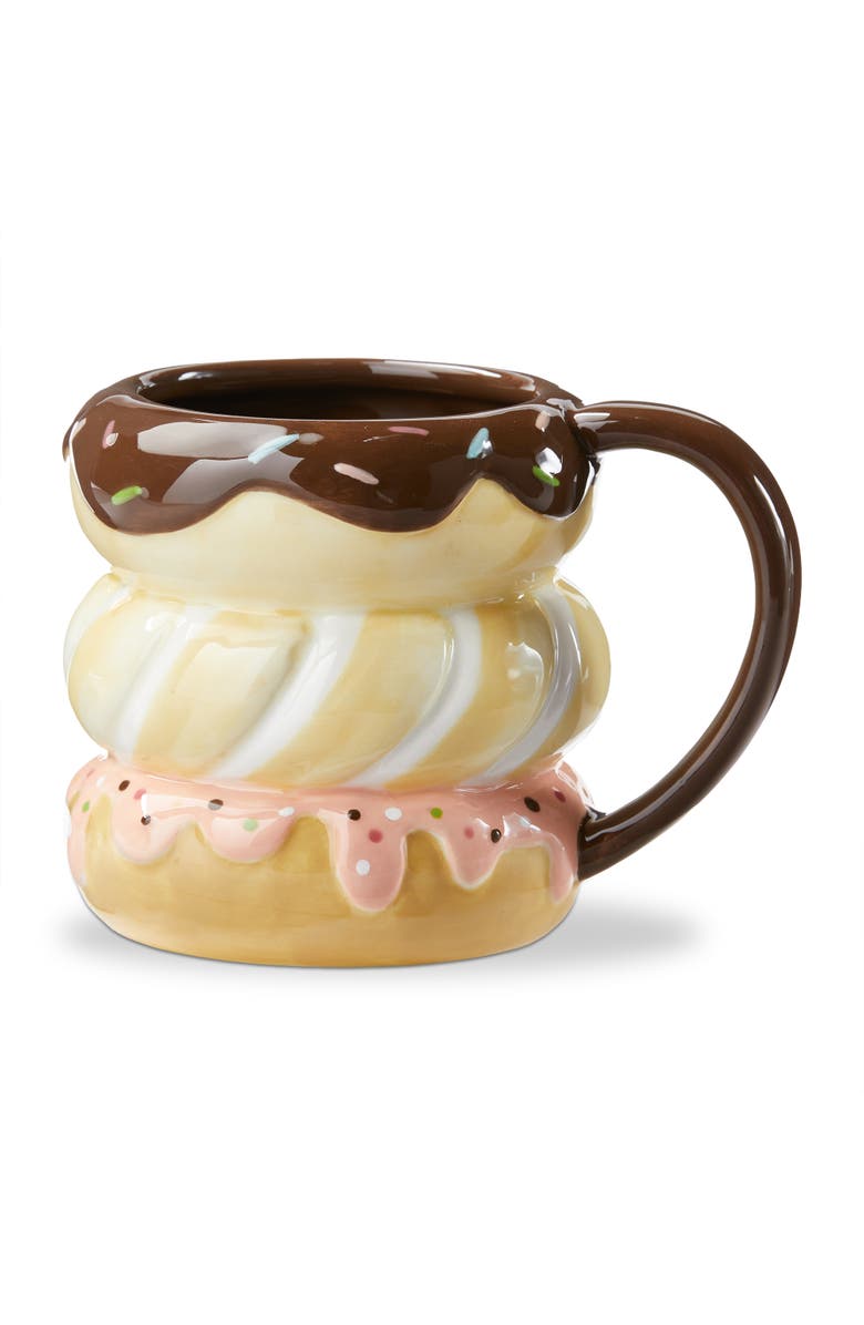 tag Stacked Donut Earthenware Mug Multi 16 oz 3.8x3.8x3.9 in, Main, color, Multicolored