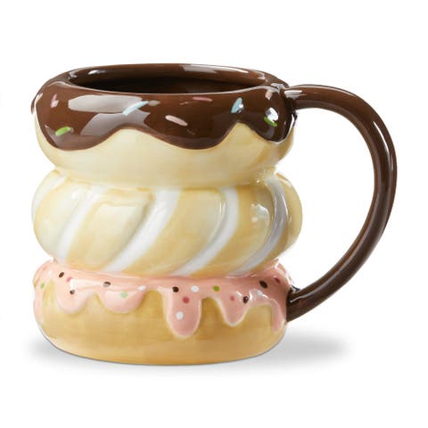 Stacked Donut Earthenware Mug Multi 16 oz 3.8x3.8x3.9 in