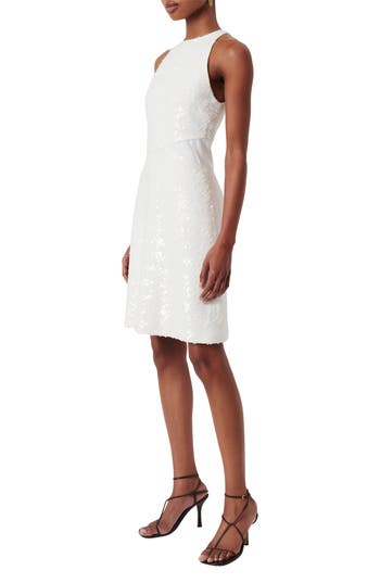 Derek Lam 10 Crosby Serenity Sequined Crewneck Mini Dress In White