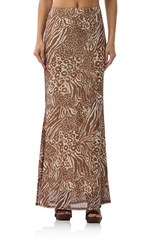 AFRM AFRM TEGAN ANIMAL PRINT MESH MAXI SKIRT 