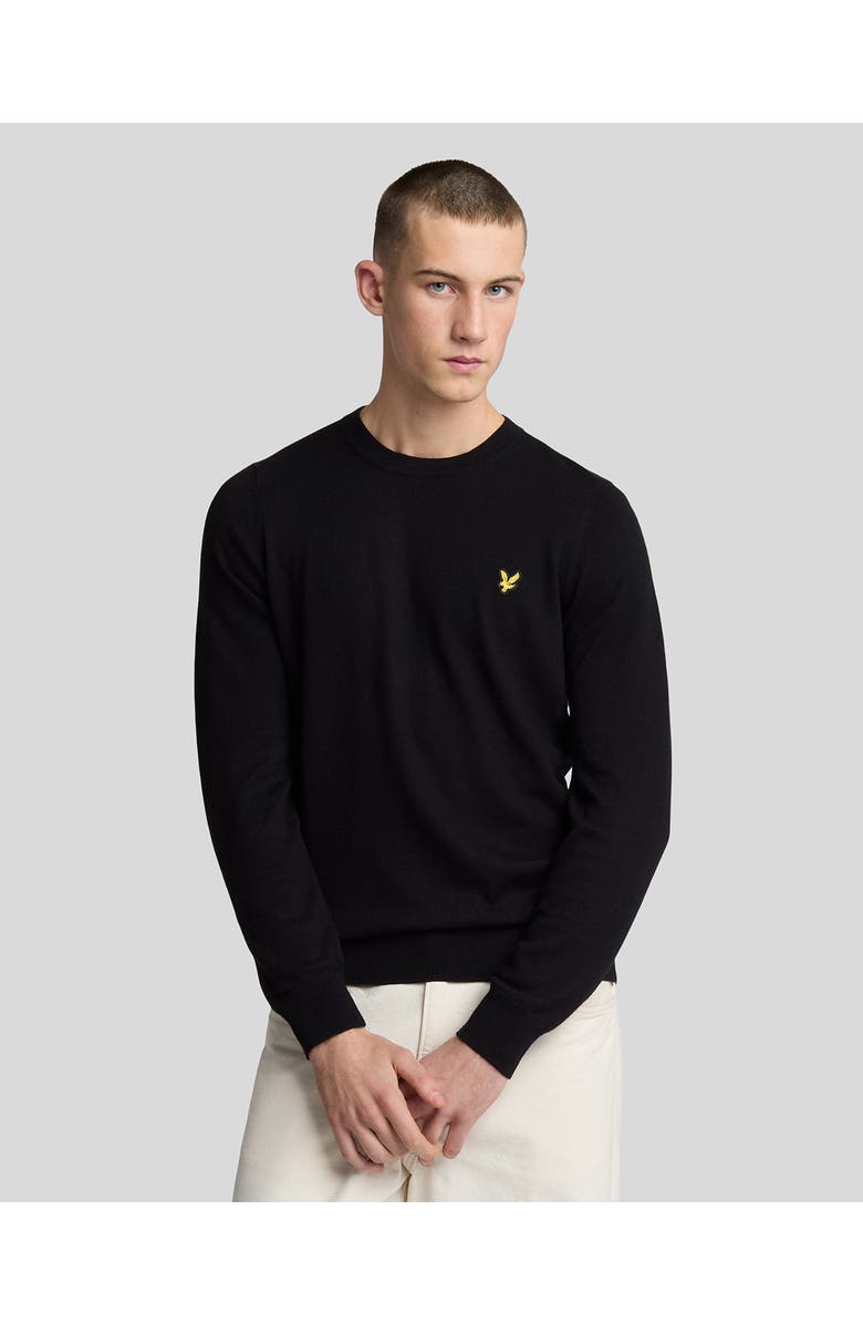 Lyle & Scott Cotton Merino Crew Neck Sweater, Main, color, Jet Black
