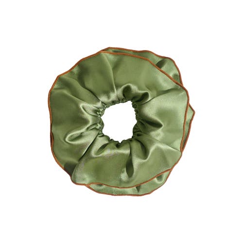 Lost Pattern Nyc Women's Green Maxi Flower Double-layer Oversized Silk Scrunchie - Martini Olive In Green