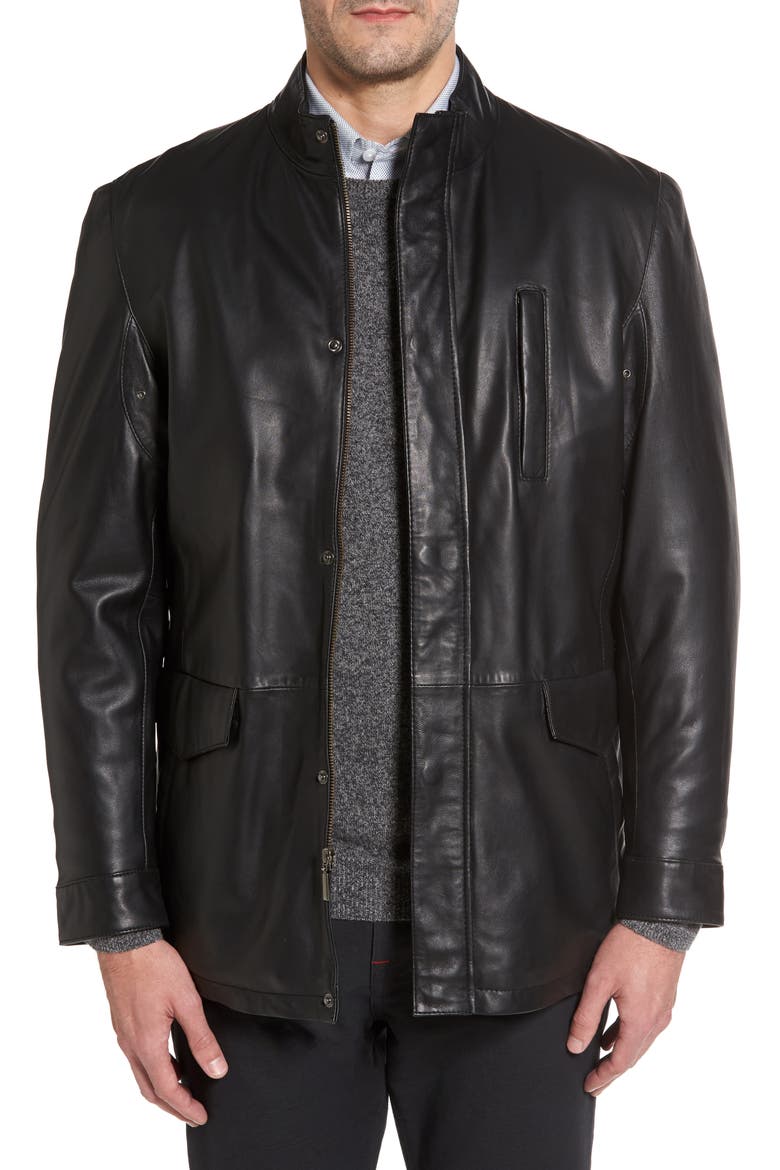Field Leather Jacket, Main, color, BLACK