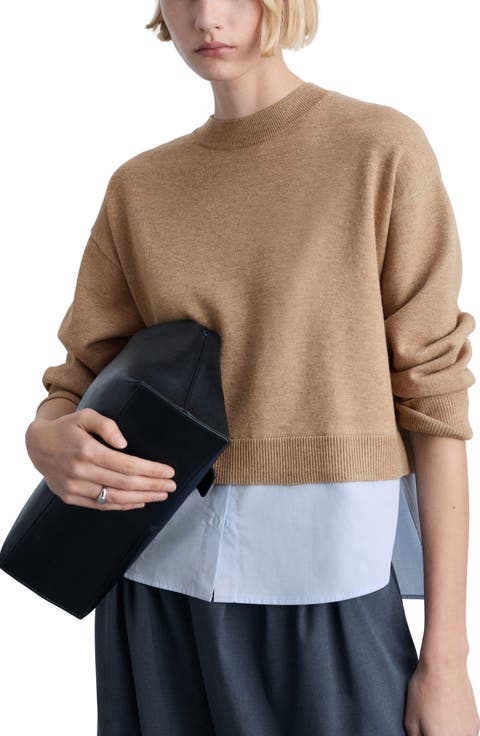 Mixed Media Layered Crewneck Sweater