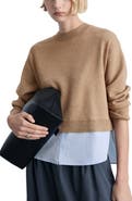 MANGO Mixed Media Layered Crewneck Sweater