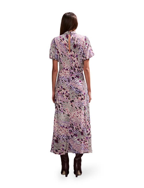 Ro&zo Elodie Pink Animal High Neck Dress In Pink