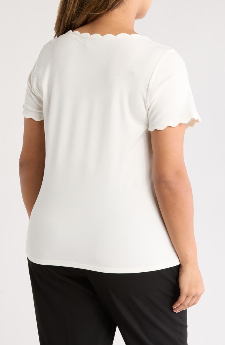 T Tahari Scallop T-Shirt, Alternate, color, White