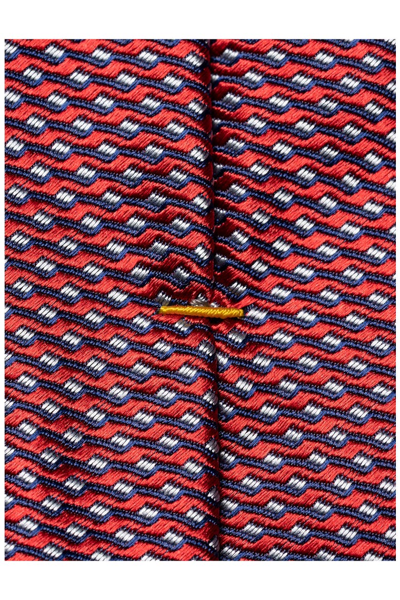 Geometric Silk Tie, Alternate, color, MEDIUM RED