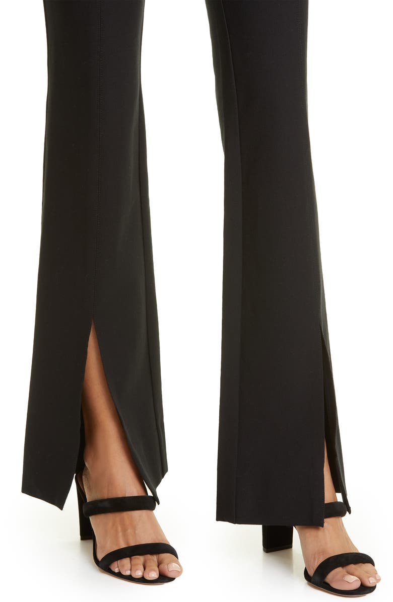 Derek Lam 10 Crosby Maeve Slit Hem Stretch Cotton Flare Trousers, Alternate, color, Black