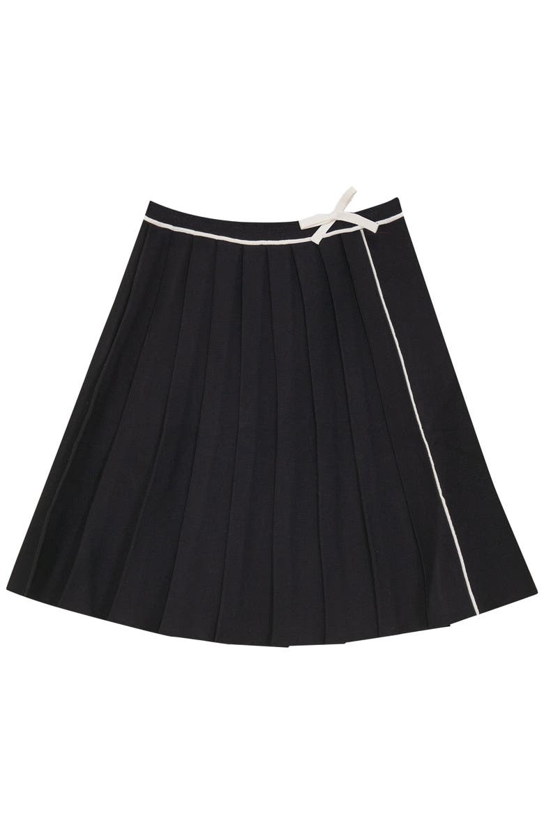 Imagine Pleated Knit Contrast Tape Tie Skirt, Main, color, Black