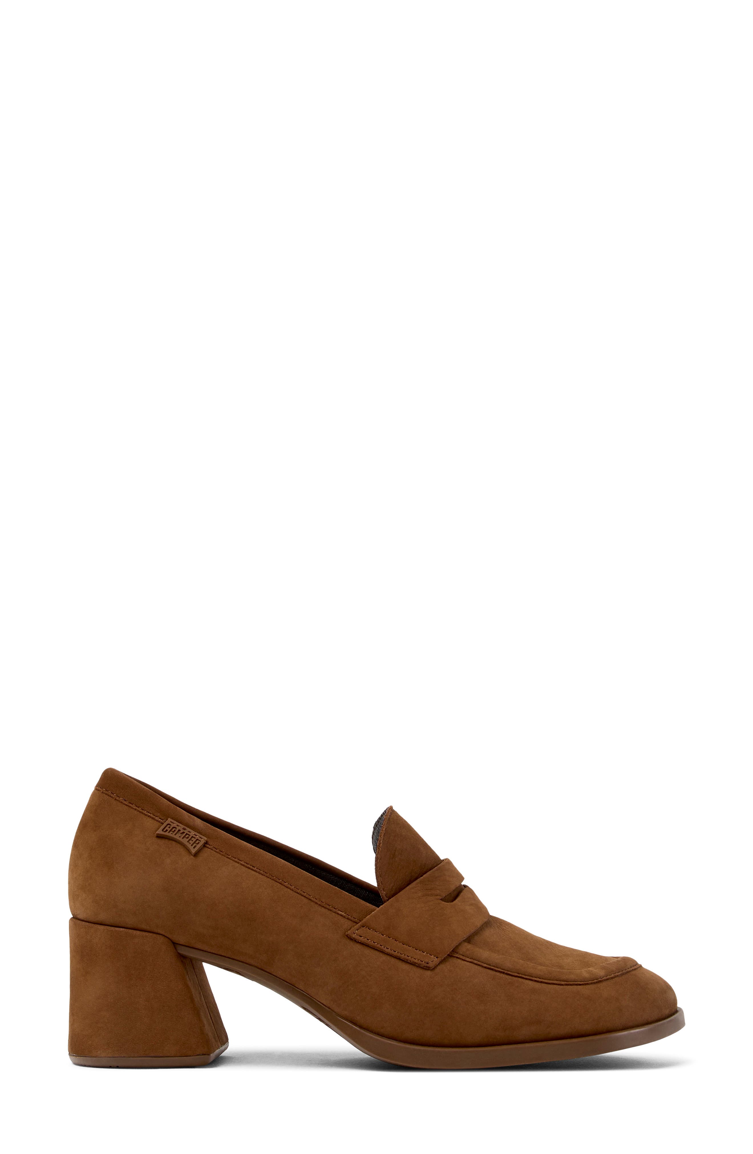 Kora Leather Penny Loafer Pump, Alternate, color, MEDIUM BROWN