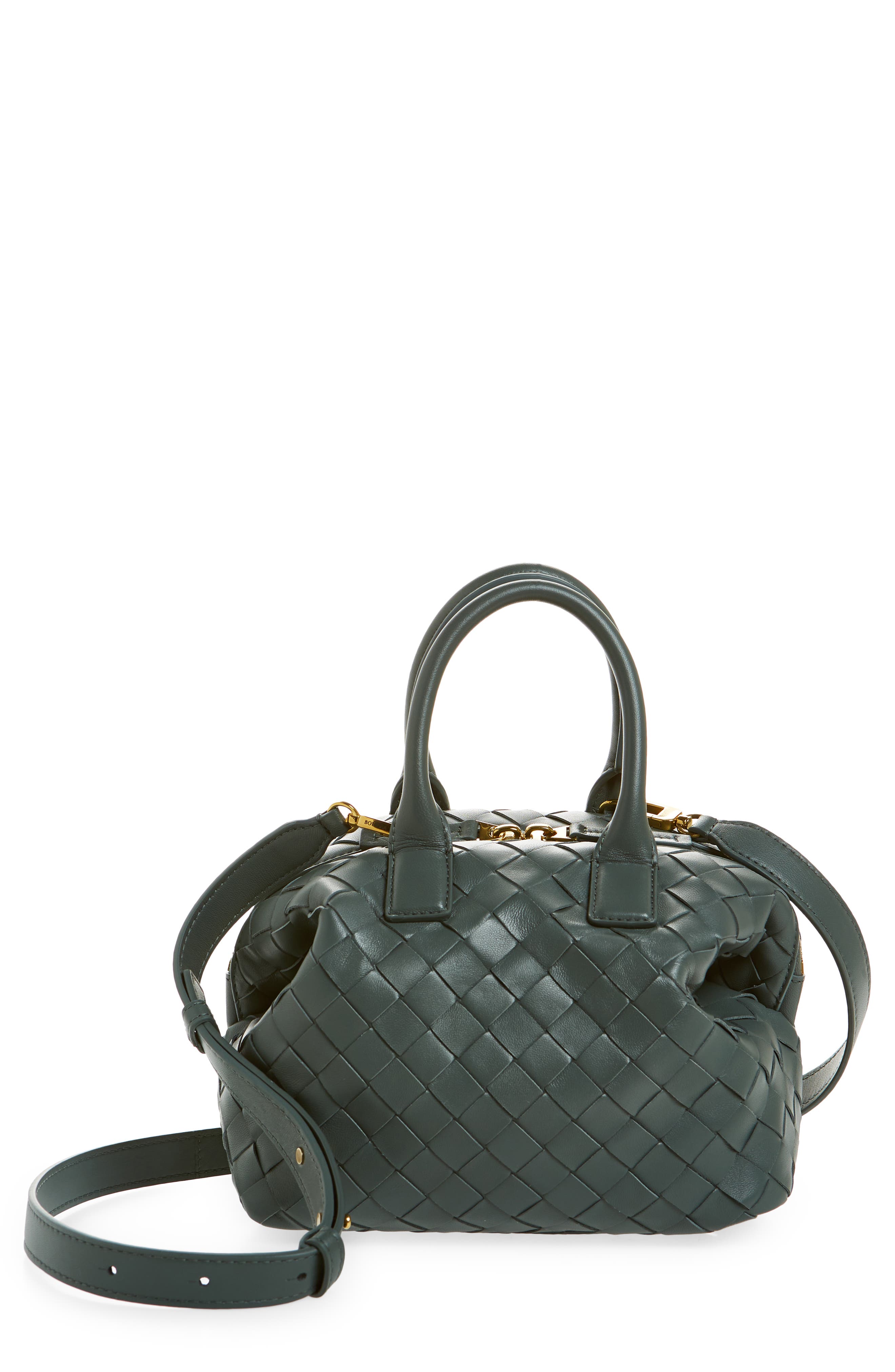 Bottega Veneta Mini Bauletto Intreciatto Lambskin Leather Handbag, Main, color, 