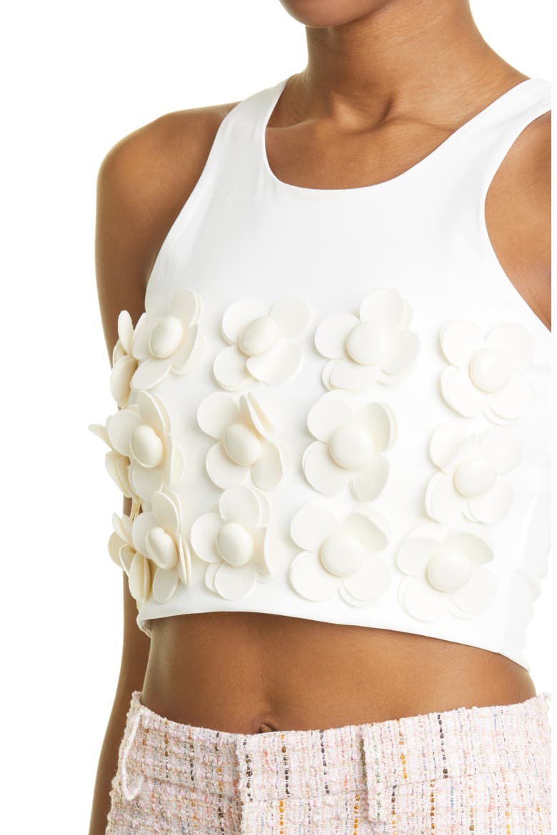 Floral Crop Tank top, Alternate, color, WHITE
